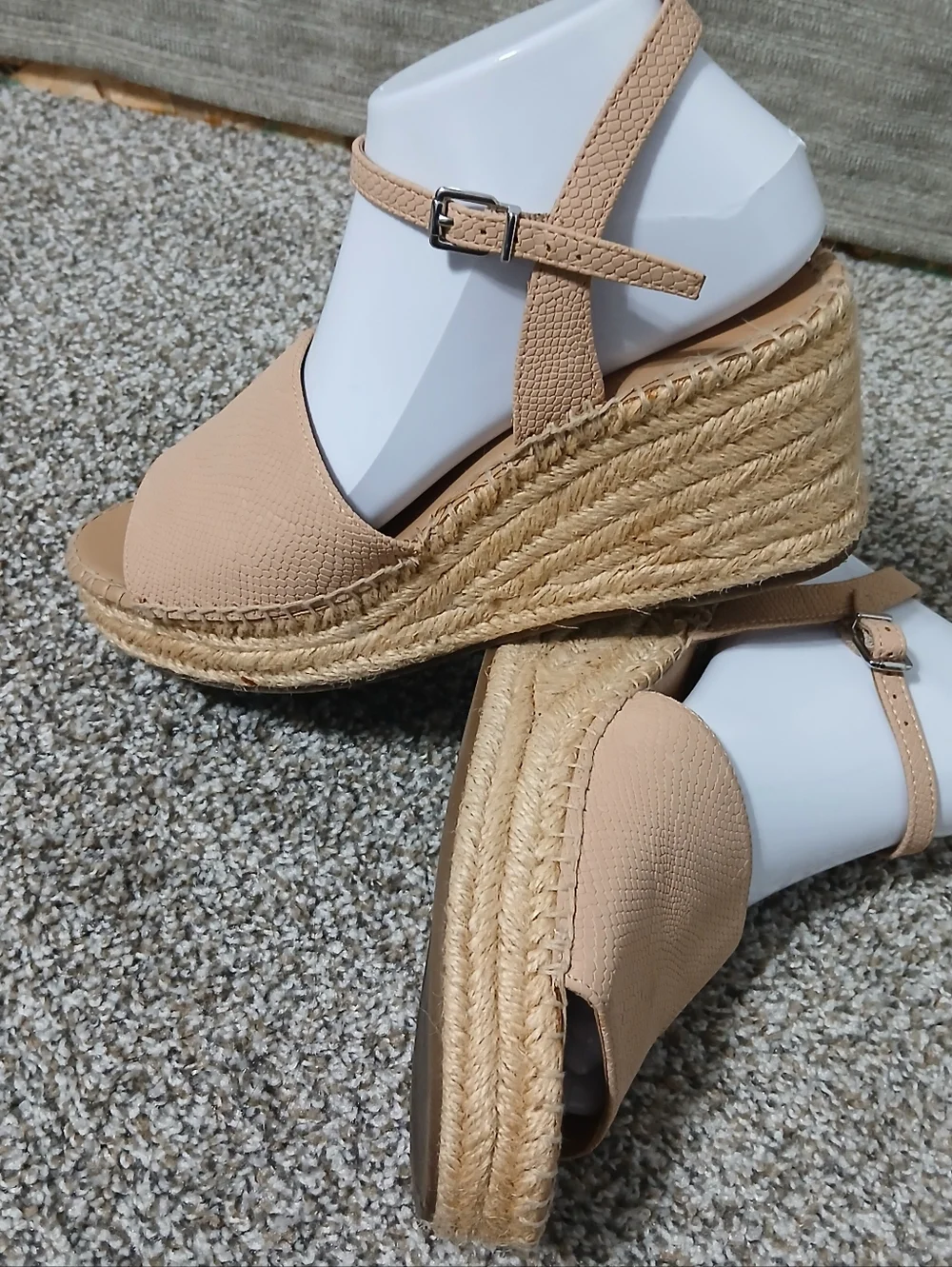 Franco Sarto Neutral Beige Espadrille Wedge Sandals